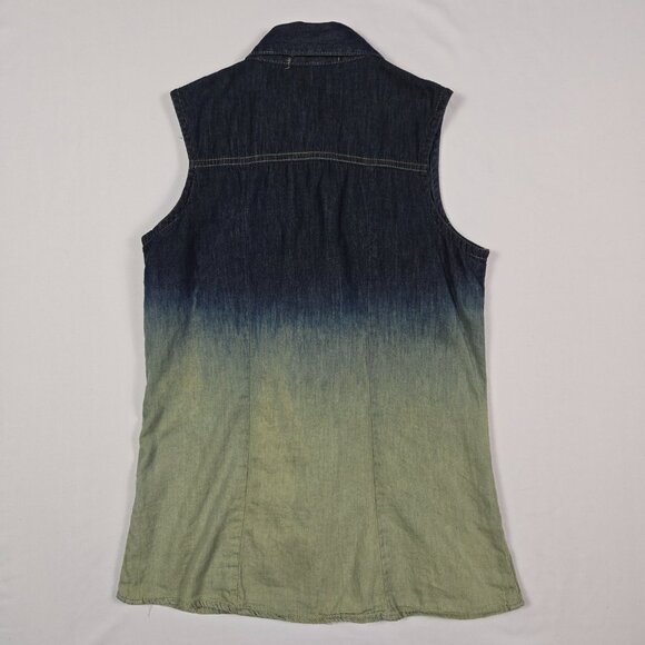 MMXIII Womens‎ Extra Small Ombre Blue Green Denim Top Cowgirl Country Y2K Boho - Picture 4 of 10